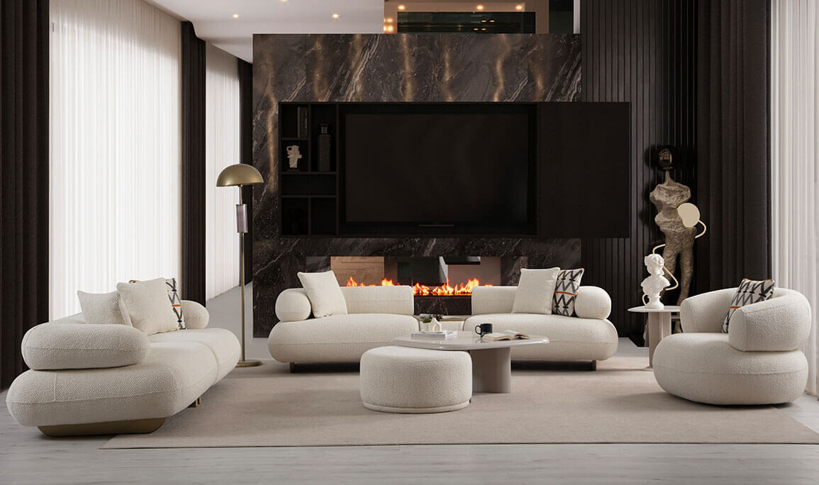 Beyaz Oturma Odası Önerileri ve Dekorasyonları