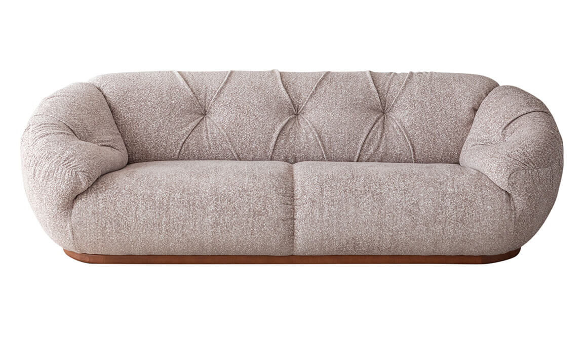 Arte Krem Üçlü Koltuk