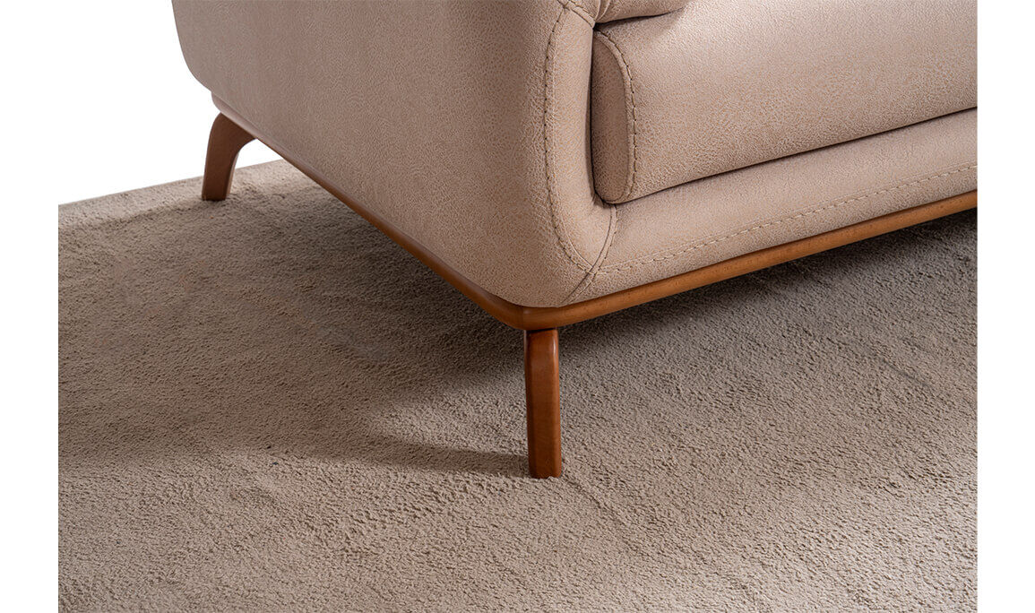 Aspendos Ahşap Krem Üçlü Koltuk - 6