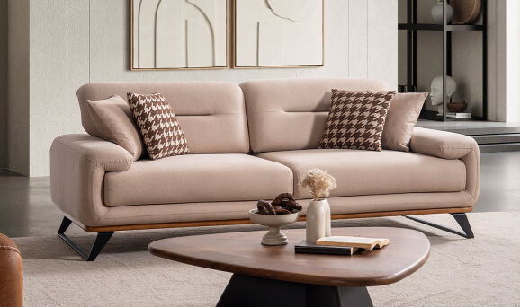 Aspendos Krem Üçlü Koltuk - 3