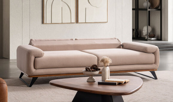 Aspendos Krem Üçlü Koltuk - 5