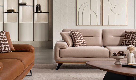 Aspendos Krem Üçlü Koltuk - 8