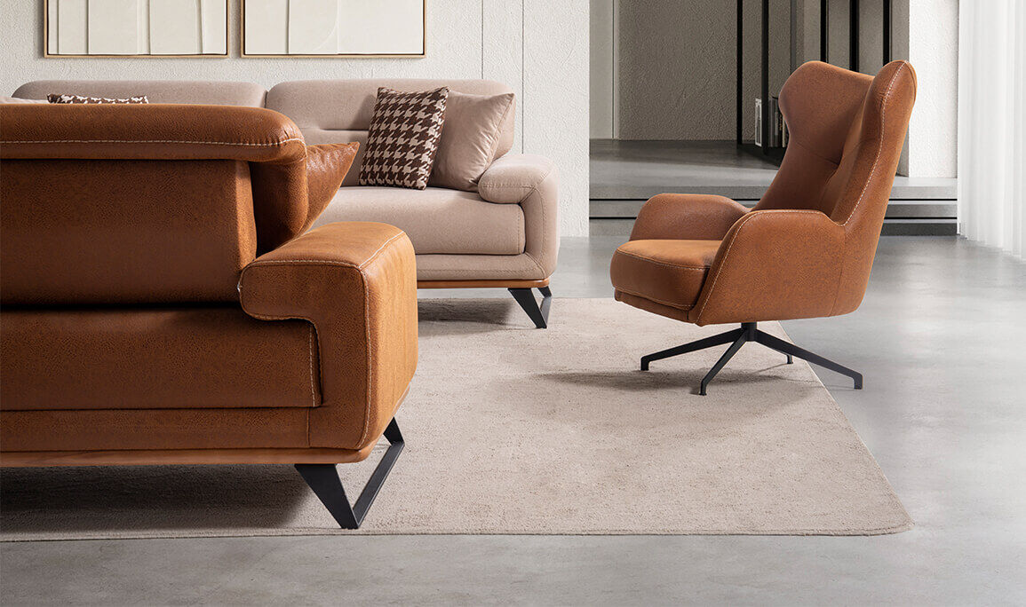 Aspendos Turuncu Üçlü Koltuk - 11