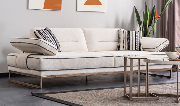 Aura Krem Üçlü Koltuk - 1