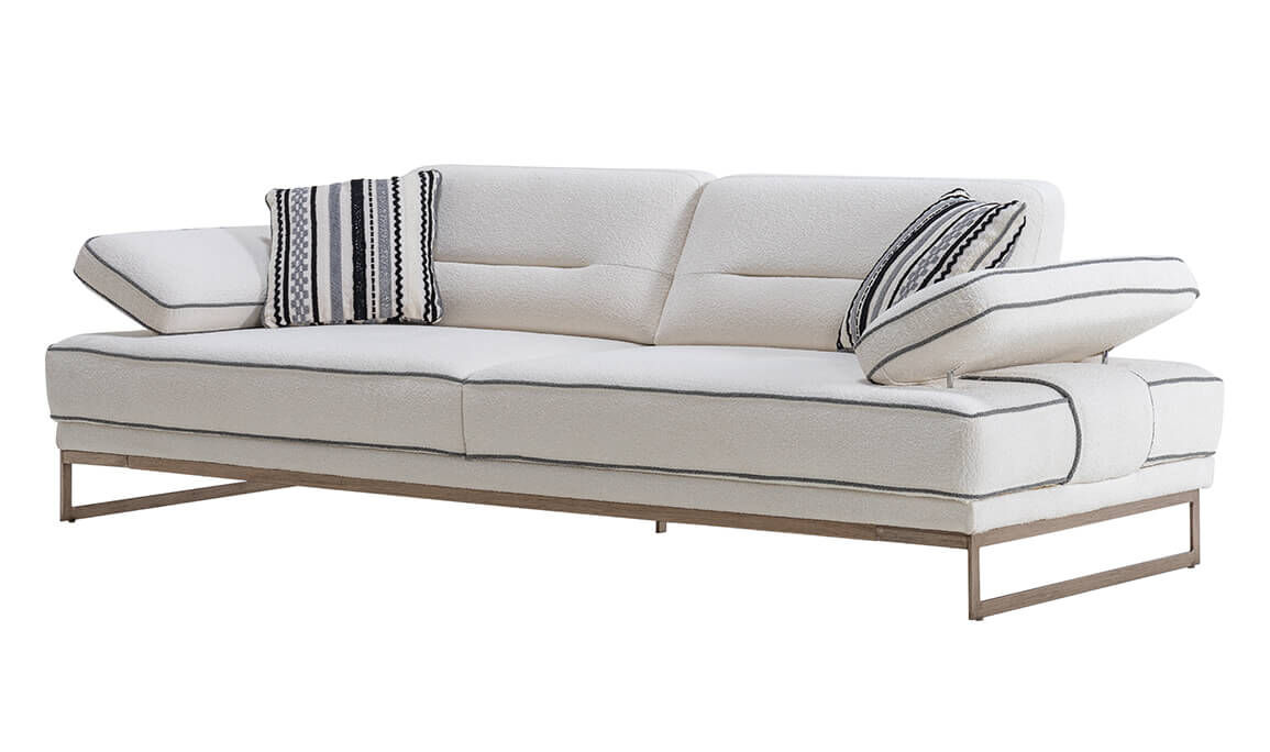 Aura Krem Üçlü Koltuk