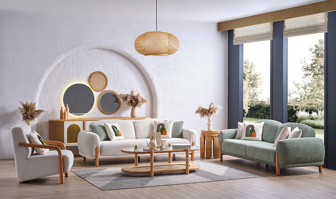 Begonvil Koltuk Takımı 3+3+1+1 Outlet - 1