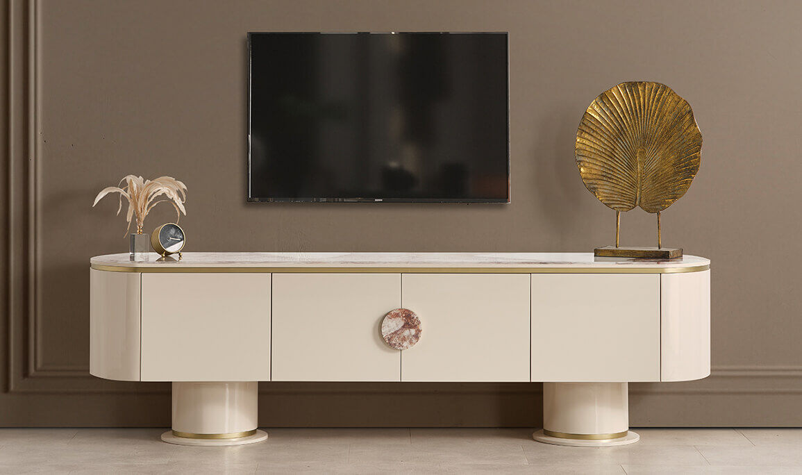 Cartier Krem Tv Sehpası - 
