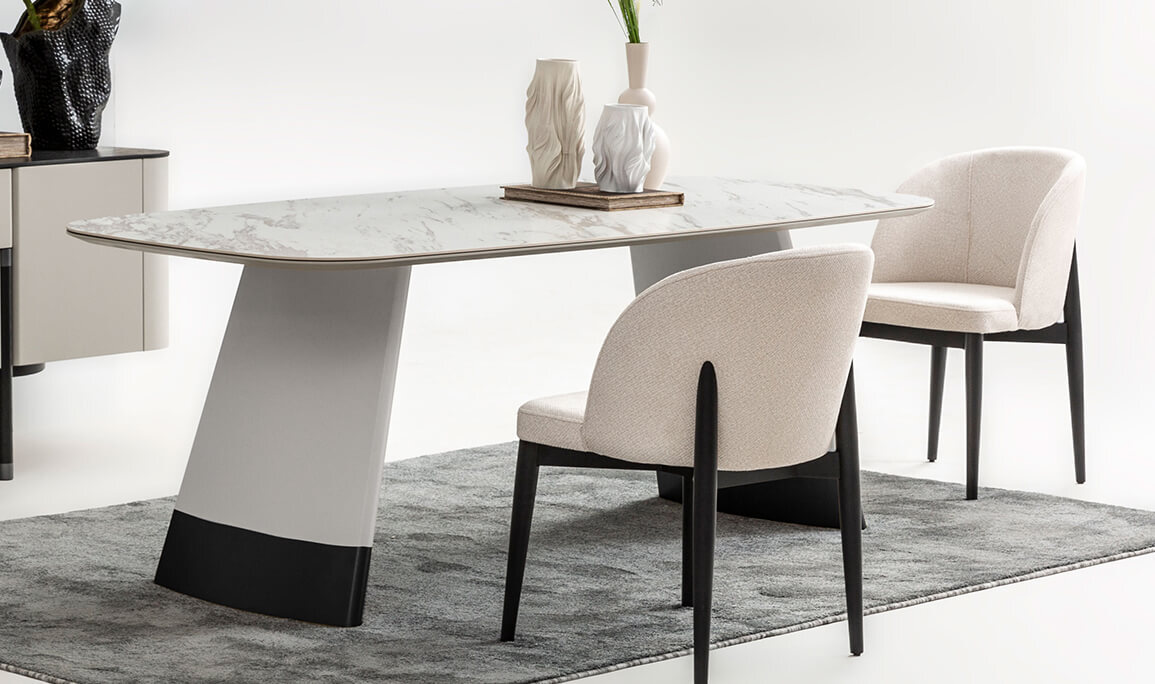 Delta Gri Siyah Porselen Yemek Masası - 2