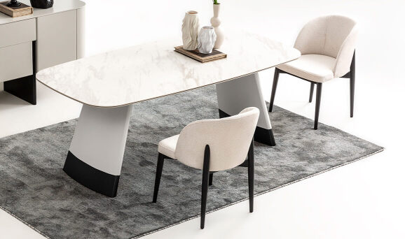 Delta Gri Siyah Porselen Yemek Masası - 1