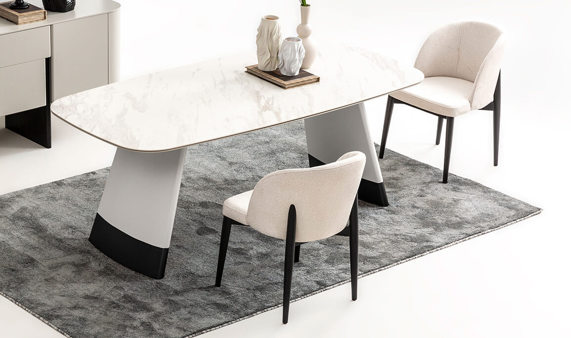 Delta Gri Siyah Porselen Yemek Masası - 1