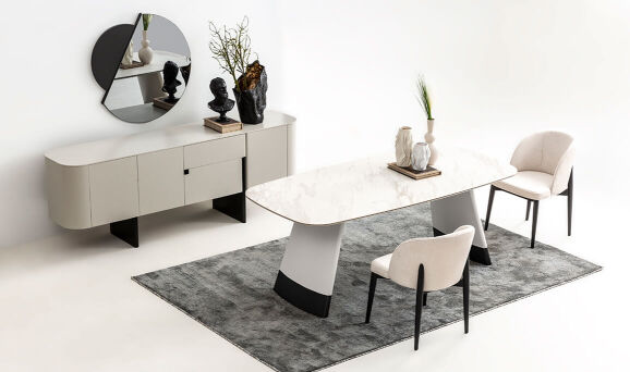 Delta Gri Siyah Porselen Yemek Odası - 1