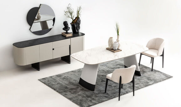 Delta Gri Siyah Porselen Yemek Odası - 2