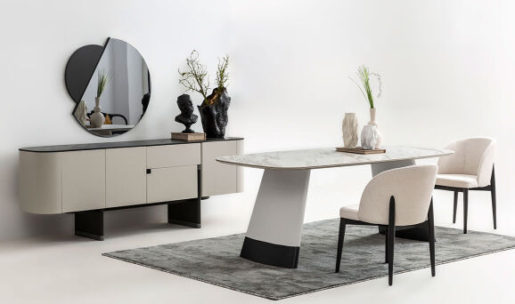 Delta Gri Siyah Porselen Yemek Odası - 3