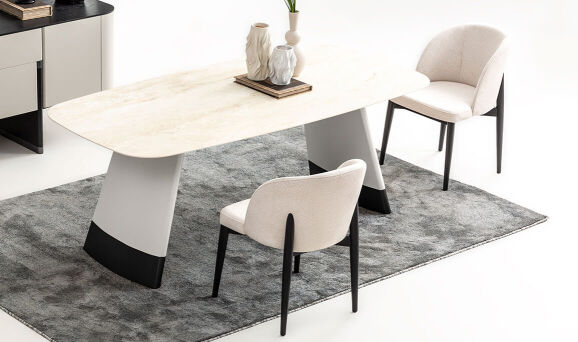 Delta Gri Siyah Traverten Yemek Masası - 1