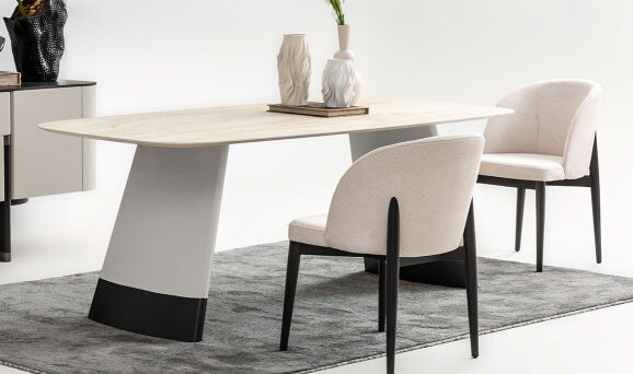 Delta Gri Siyah Traverten Yemek Masası - 2