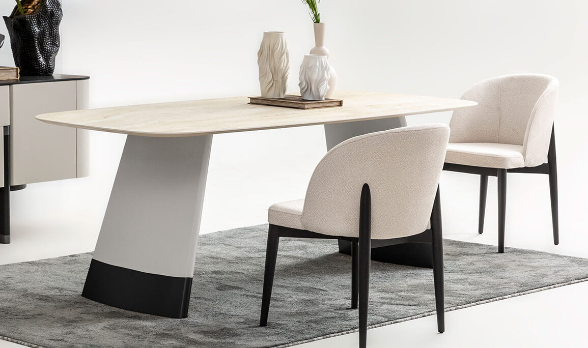 Delta Gri Siyah Traverten Yemek Masası - 2