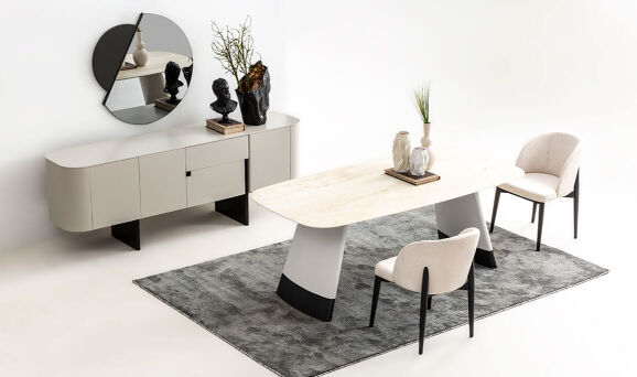 Delta Gri Siyah Traverten Yemek Odası - 1