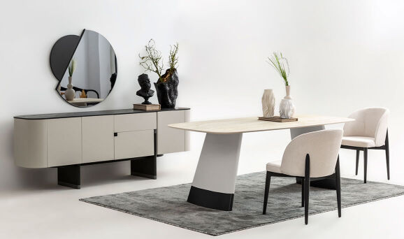 Delta Gri Siyah Traverten Yemek Odası - 3