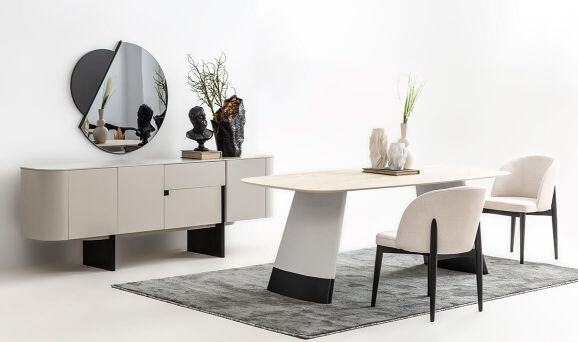 Delta Gri Siyah Traverten Yemek Odası - 4