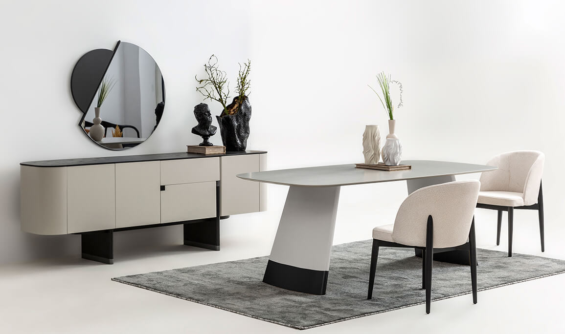 Delta Gri Siyah Yemek Odası