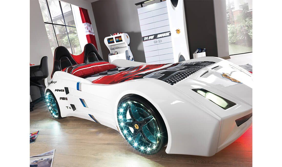 Garage Beyaz Arabalı Karyola