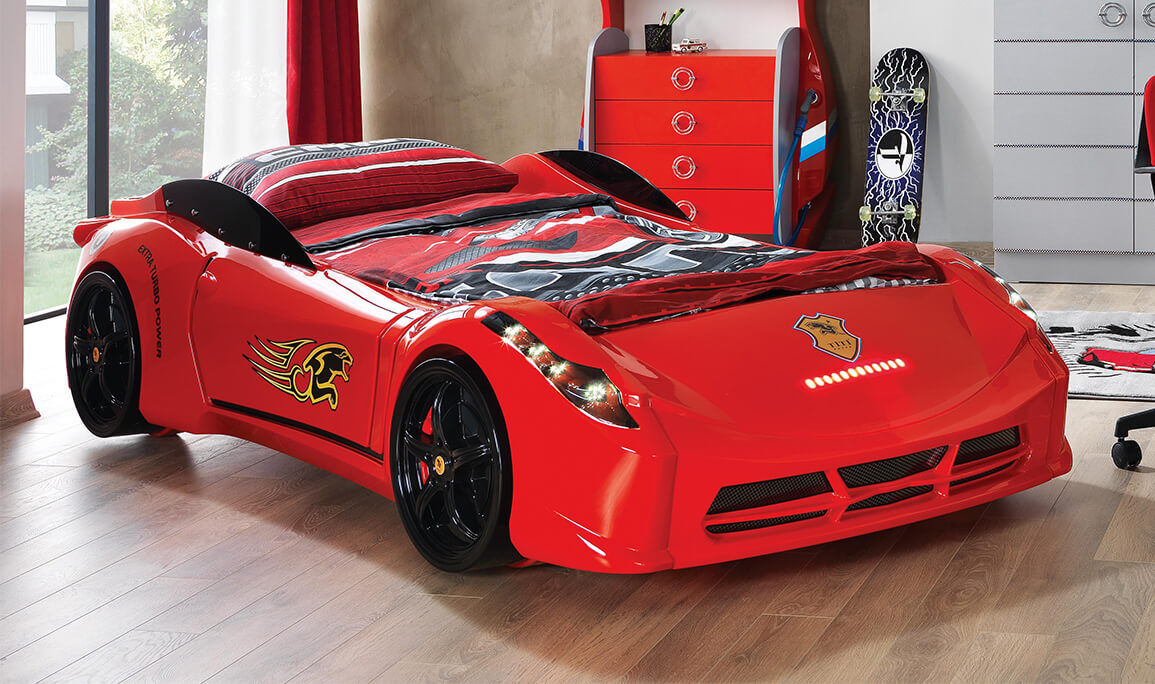 Garage Kırmızı Arabalı Karyola - 