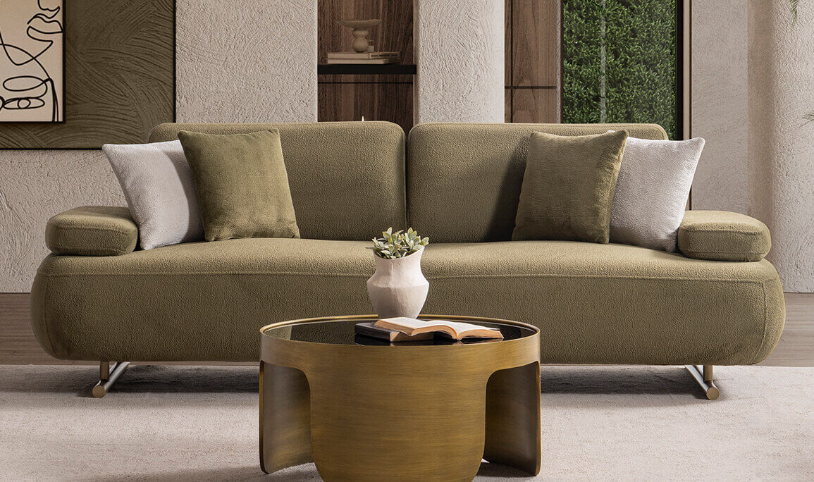 İkon Yeşil Üçlü Koltuk - 