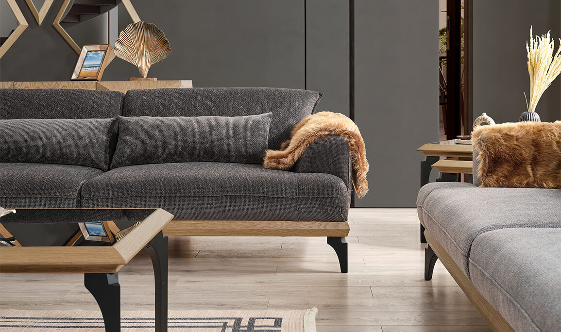 Jolie Siyah Üçlü Koltuk - 7