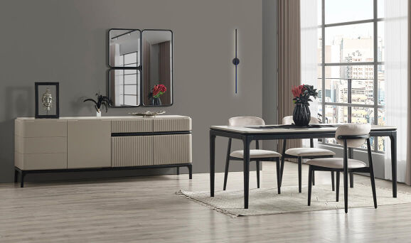 Long Gri Yemek Odası - 1