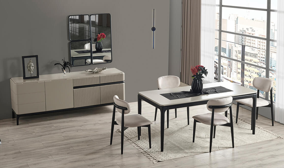 Long Gri Yemek Odası - 2