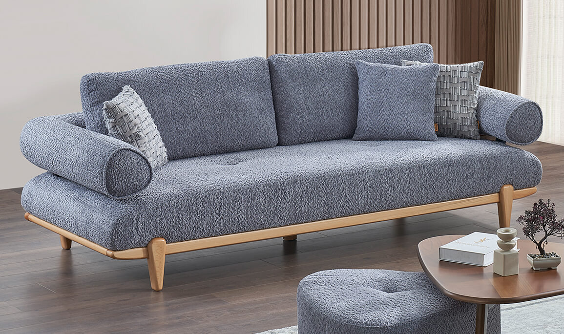 Lunara Üçlü Koltuk Mavi - 3