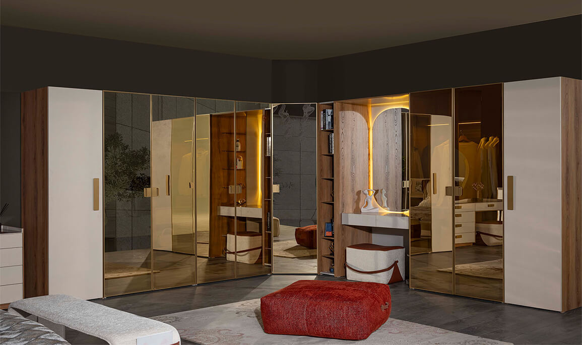 Melisa 9 Kapılı Köşe Gardırop - 