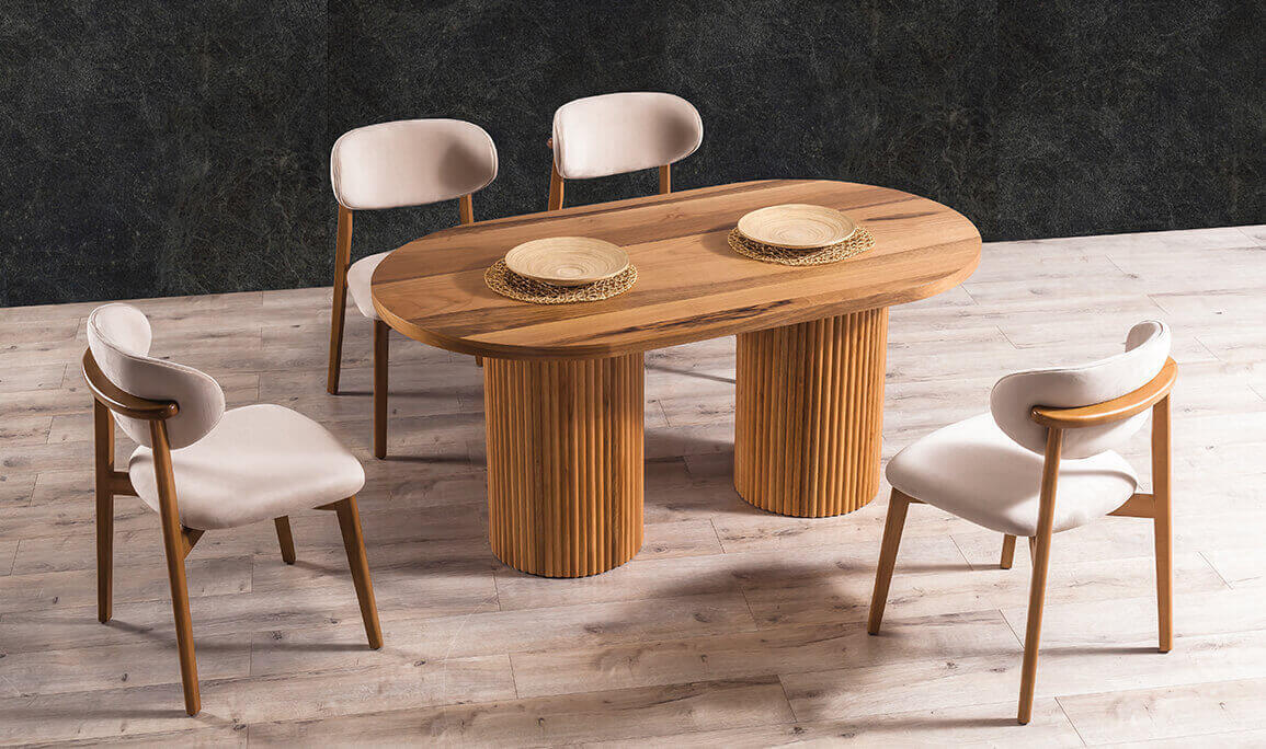 Merit Oval Mutfak Masa Takımı Ceviz - 1