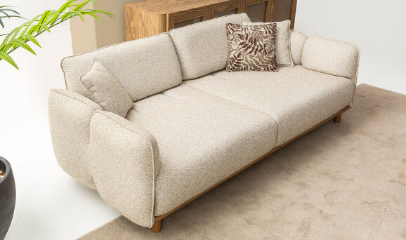 Mina Krem Üçlü Koltuk - 4