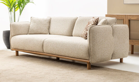 Mina Krem Üçlü Koltuk - 6