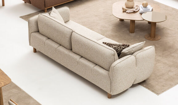 Mina Krem Üçlü Koltuk - 7