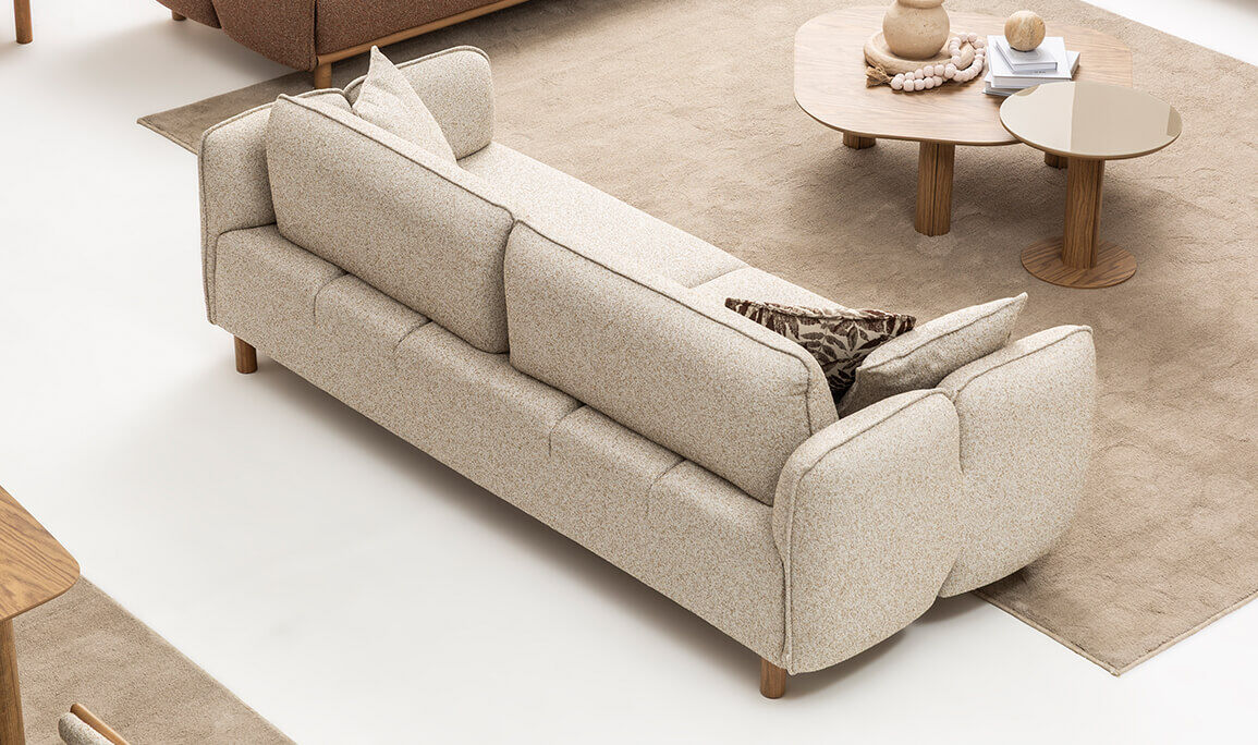 Mina Krem Üçlü Koltuk - 7