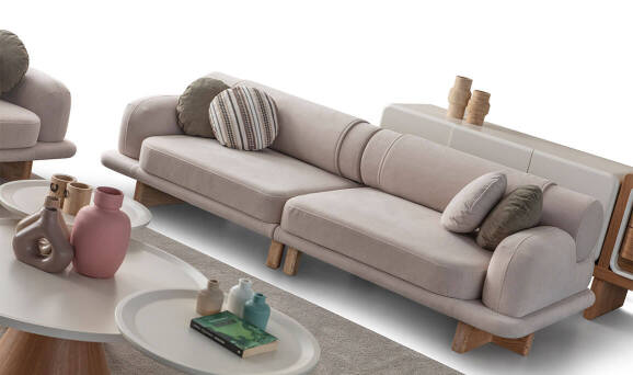 Moon Meşe Üçlü Koltuk - 11