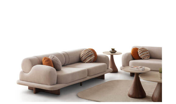 Moon Ceviz Üçlü Koltuk - (1)