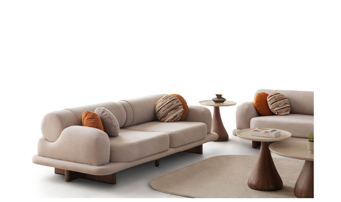 Moon Ceviz Üçlü Koltuk 