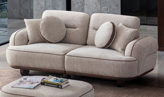 Nepal Krem Üçlü Koltuk - 1