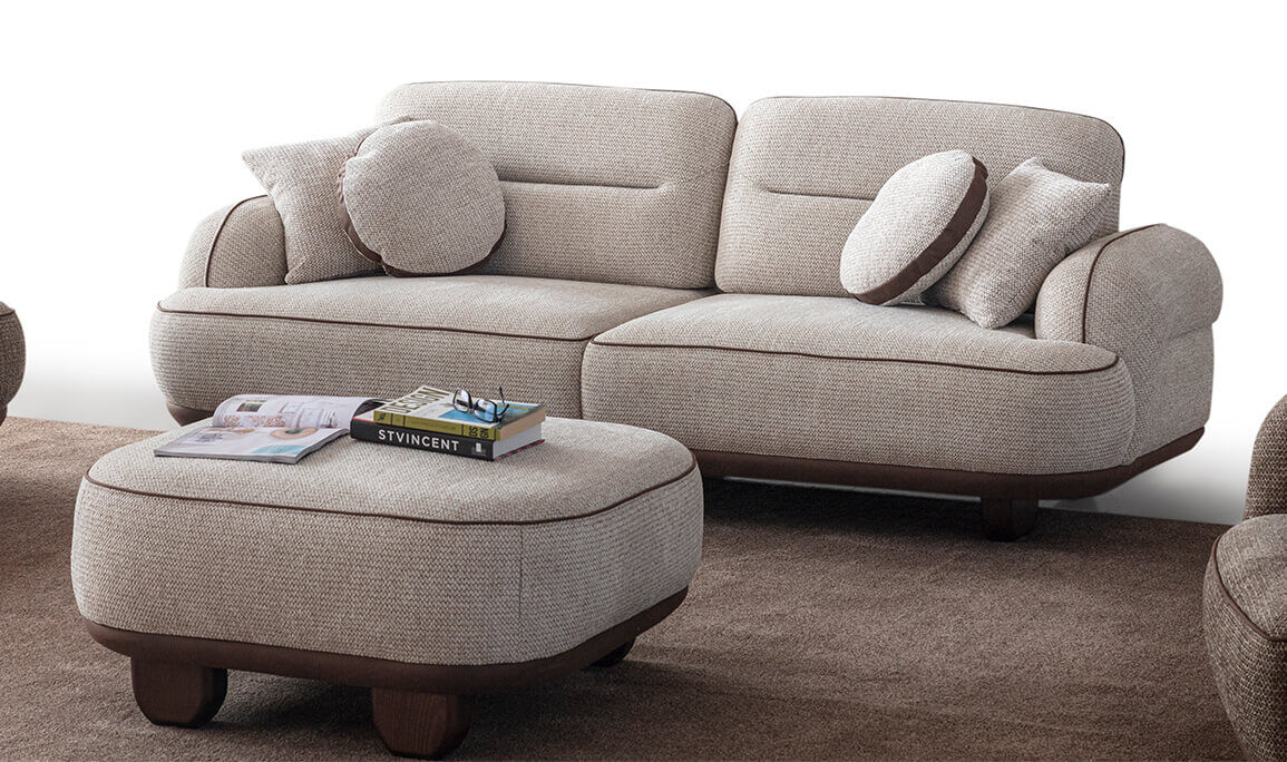 Nepal Krem Üçlü Koltuk