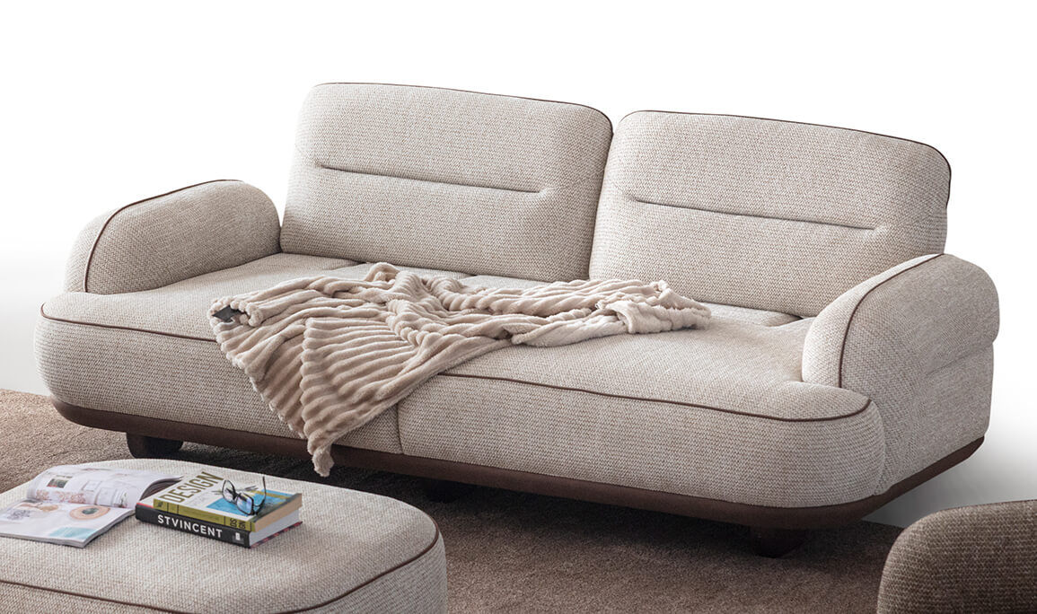 Nepal Krem Üçlü Koltuk