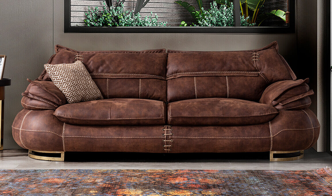 Ornate Kahverengi Üçlü Koltuk