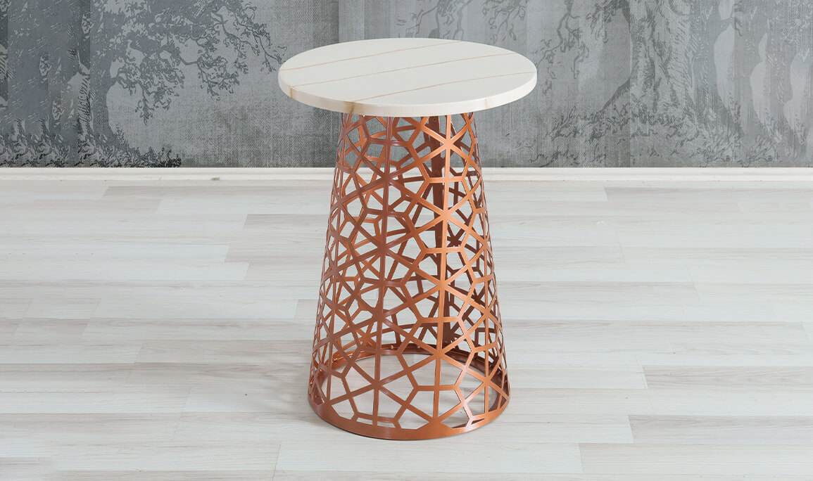 Şato Konik Yan Sehpa Bakır - 1