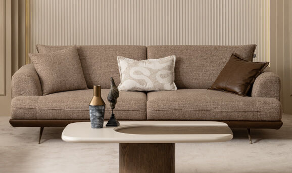 Sofia Kahverengi Üçlü Koltuk - 1