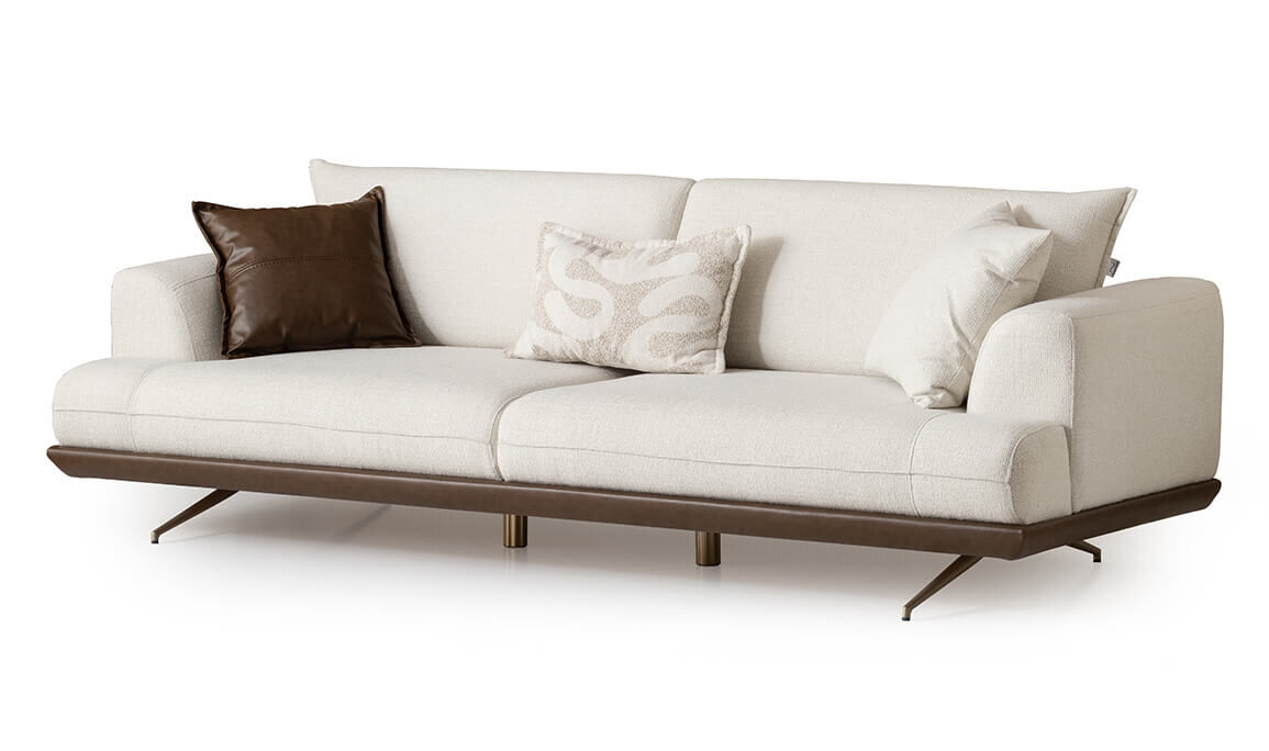 Sofia Krem Üçlü Koltuk - 3