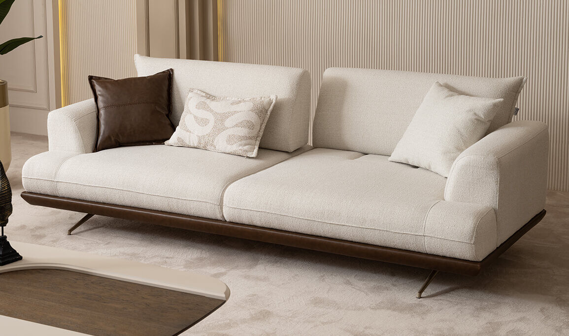 Sofia Krem Üçlü Koltuk - 4