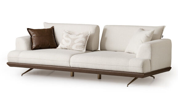 Sofia Krem Üçlü Koltuk - 5