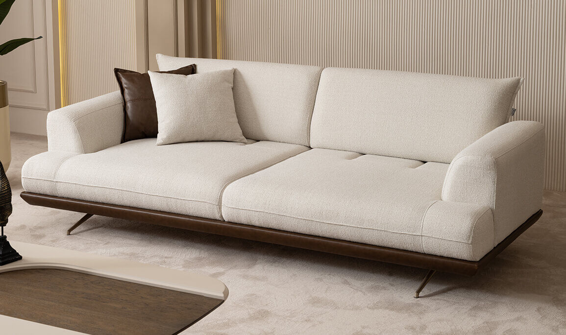 Sofia Krem Üçlü Koltuk - 6